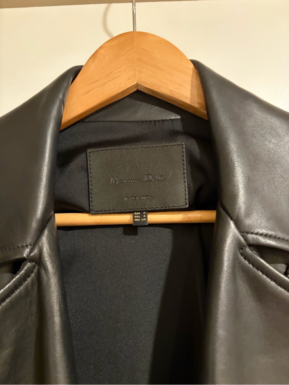 Massimo Dutti Black Sheep Leather Biker Jacket - Picture 2 of 4